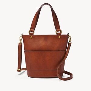 Fossil Amelia Brown Leather Bucket Bag